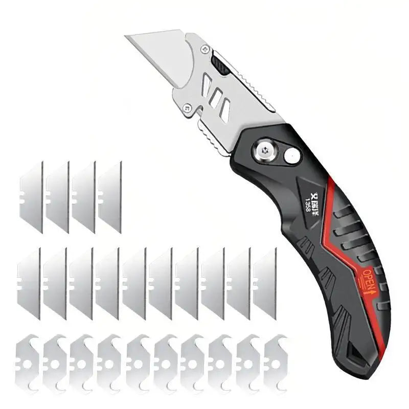 Folding Utility Knife with Replaceable Blade and Safety Lock
