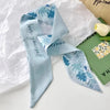 Floral Print Silk Hair Scarf for Women – Long Ribbon Headband