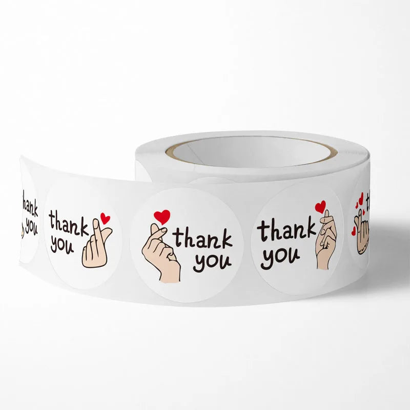 Red Heart Thank You Stickers with Floral Design