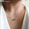 Dainty Beaded Gemstone Pendant Necklace in Gold Filled