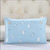 Light blue cartoon pillow featuring stars, clouds, and moons for kids