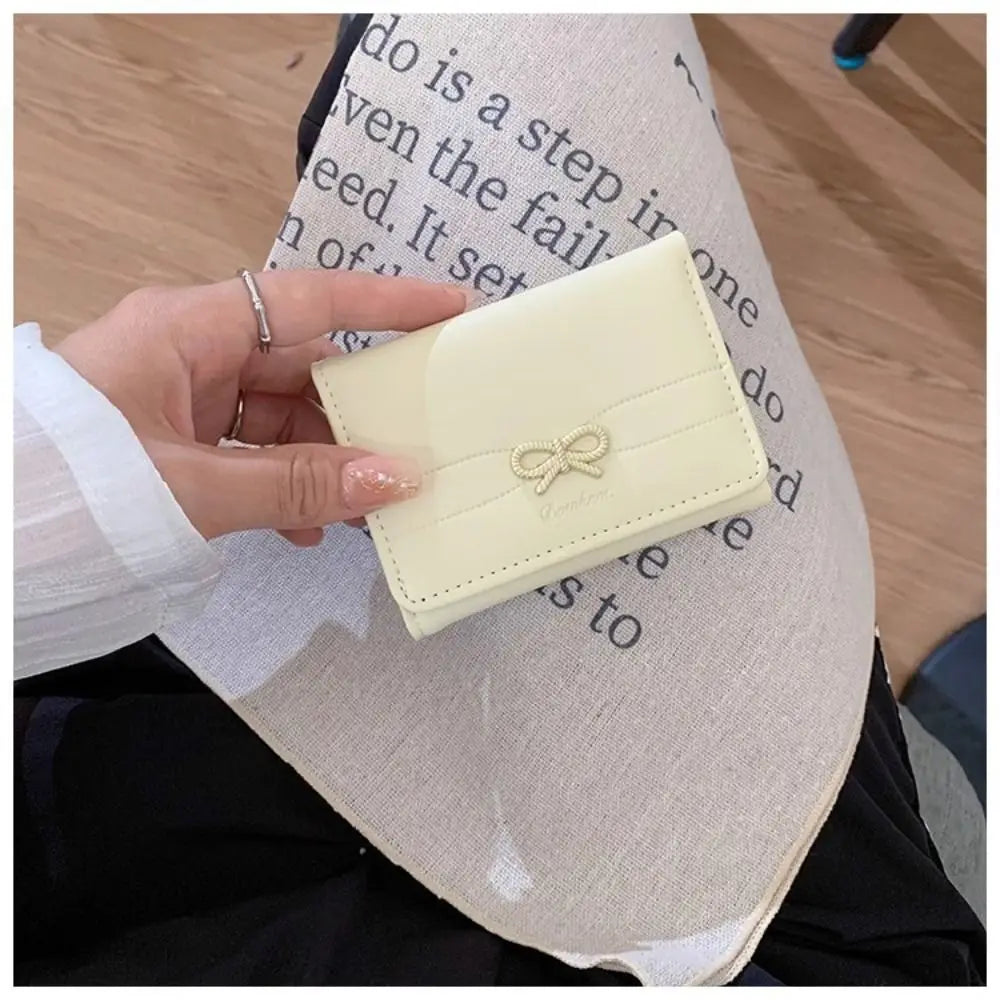 Compact Bow Tri-Fold Wallet with Multiple Card Slots
