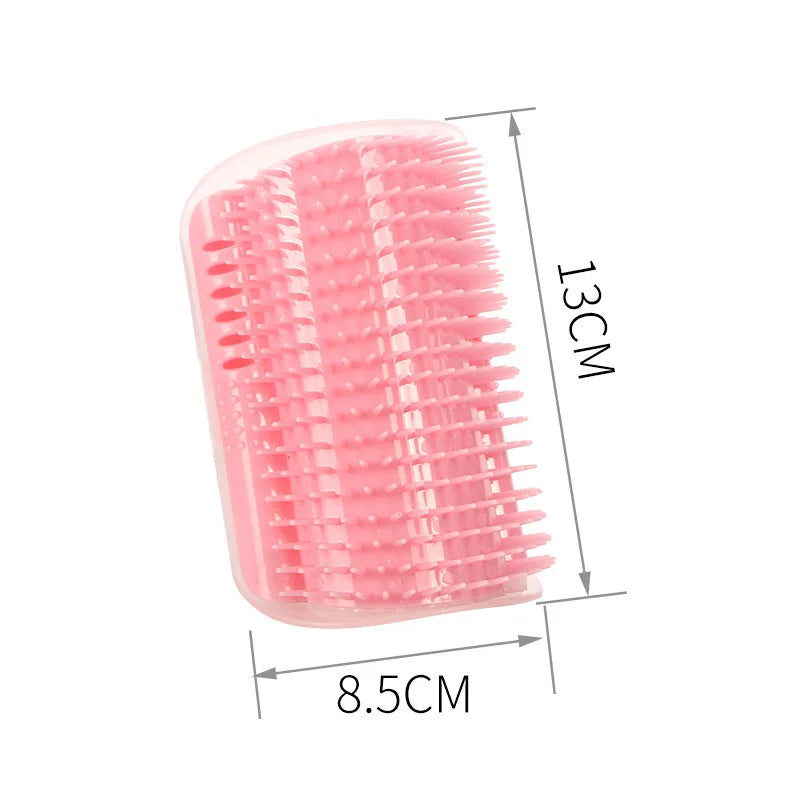 Corner-Mounted Cat Scratcher & Grooming Brush