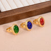 Anillo Declarativo de Gema Roja Ovalada Estilo Vintage