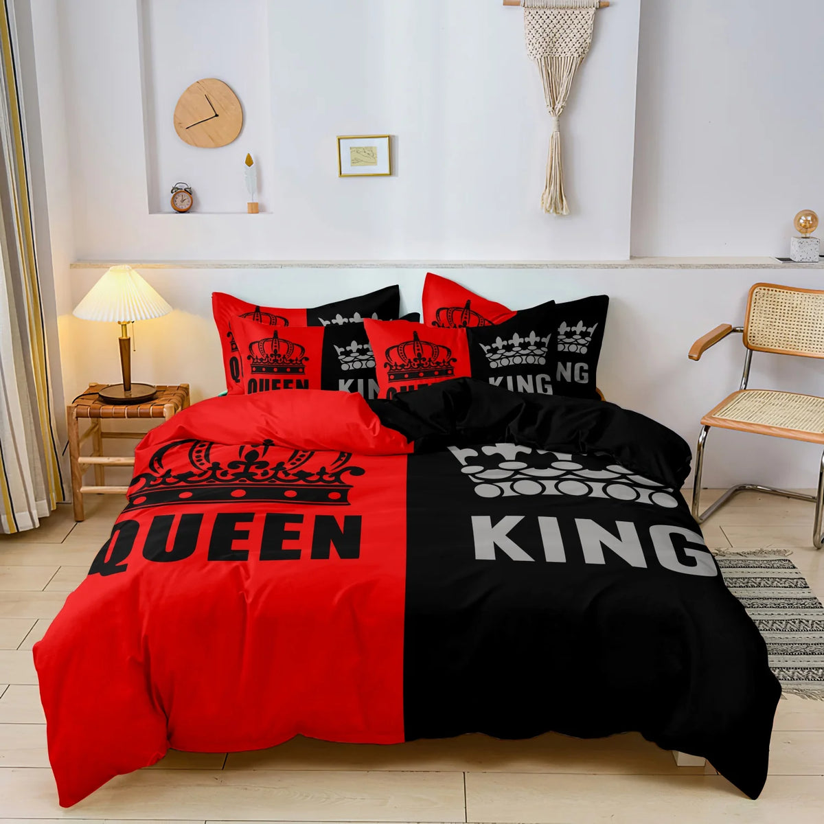 King & Queen Print Bedding Set with Duvet Cover