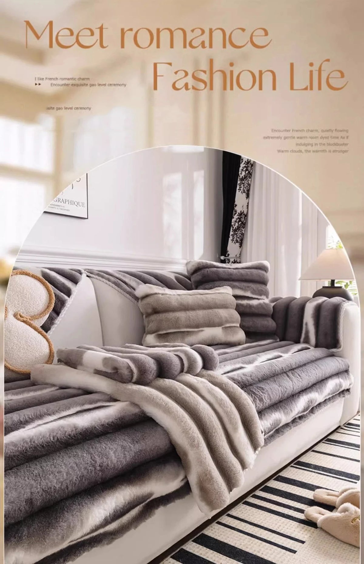 Plush Velvet Padded Sofa Cover with Non-Slip Backing