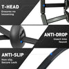 Diagram showing features of a nylon cable tie buckle including T-head, anti-drop, and anti-slip designs.