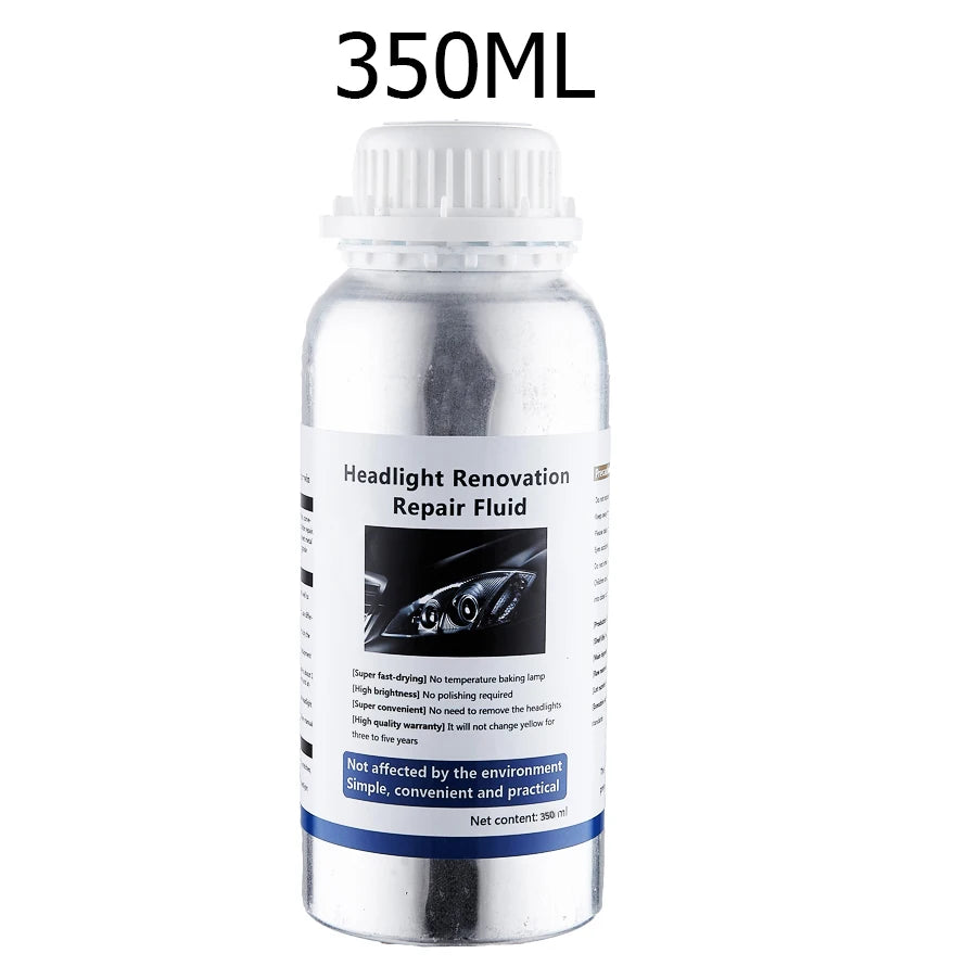 350ml bottle of Headlight Renovation Repair Fluid for restoring clear, like-new lenses
