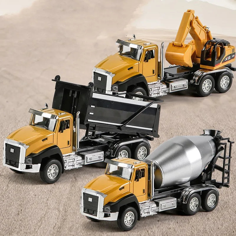 1:50 Diecast Metal Model Truck Set - Construction Vehicles