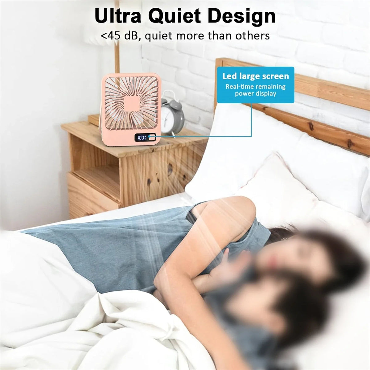 Portable USB Desk Fan with 180° Foldable Stand and Digital Display