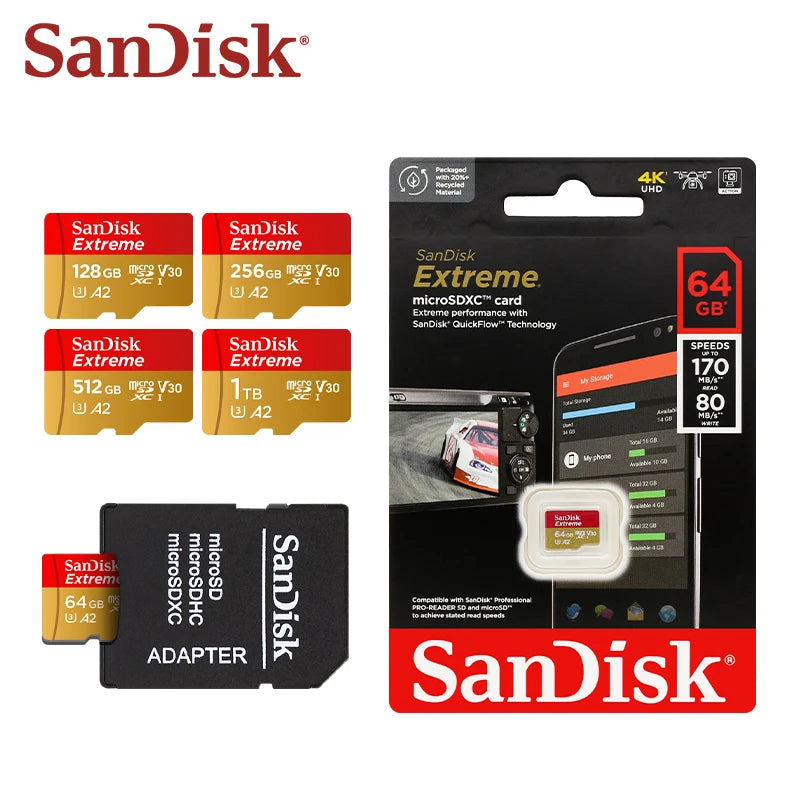 SanDisk Extreme microSDXC Card – U3 V30 High-Speed Storage (64GB–1TB)