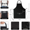 Black unisex water-resistant bib apron with two front pockets and adjustable neck straps