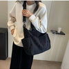 Multi-Pocket Corduroy Tote Bag – Large Capacity Casual Satchel for Travel, Work & Commute