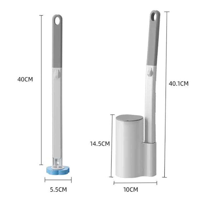 Wall-Mounted Disposable Toilet Brush with Replaceable Heads