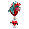 Heart Shape Glitter Acrylic Retractable Badge Reel with Crocodile Clip