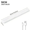 A white LED light bar with a magnetic mount and power cord is shown in a horizontal view.