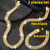 Heavy Cuban Chain Jewelry Set with Crystal Accents