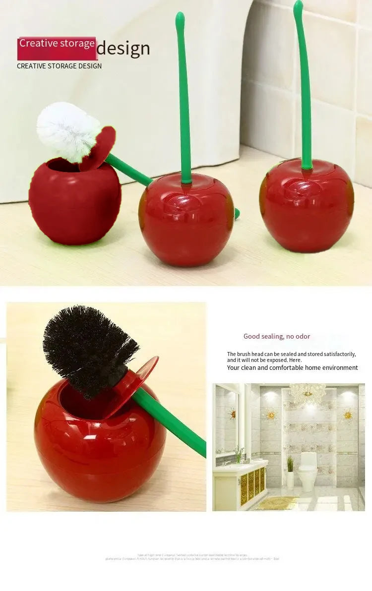 Cherry-Shaped Toilet Brush and Holder Set