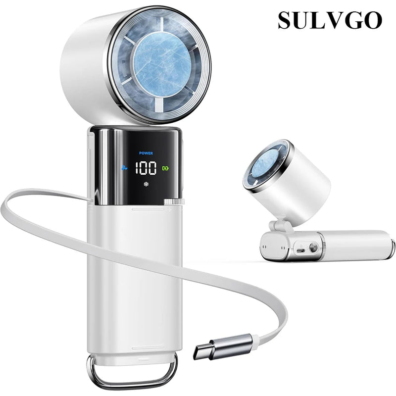 Portable Ice-Cooling Handheld Fan with Flexible Neck
