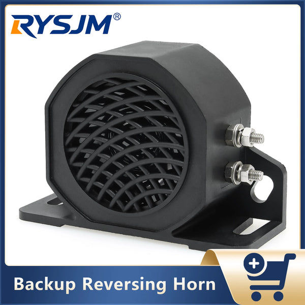 Black backup reversing horn with a grille and mounting bracket