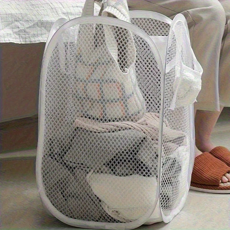 Collapsible Mesh Laundry Basket with Handles