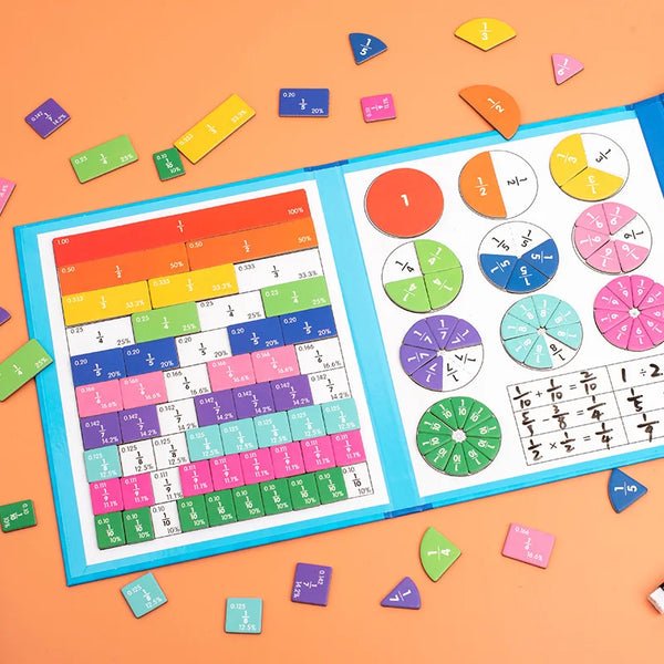 Wooden Magnetic Fraction Learning Book