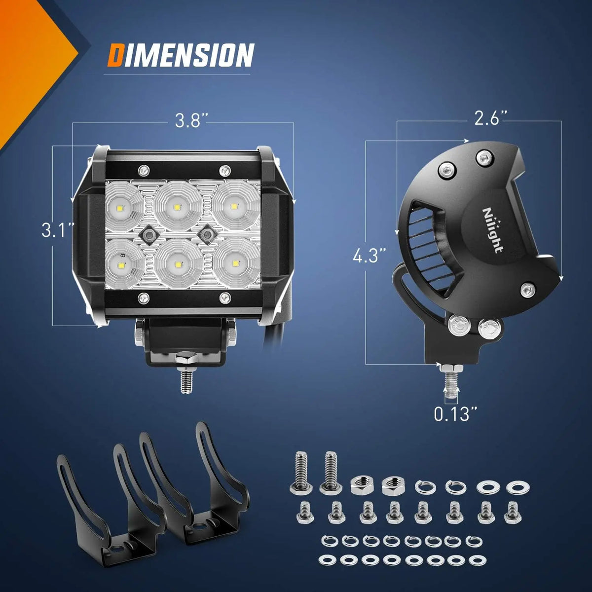 18W LED Flood Light Pods (4-Pack) for Trucks, SUVs & Off-Road Vehicles
