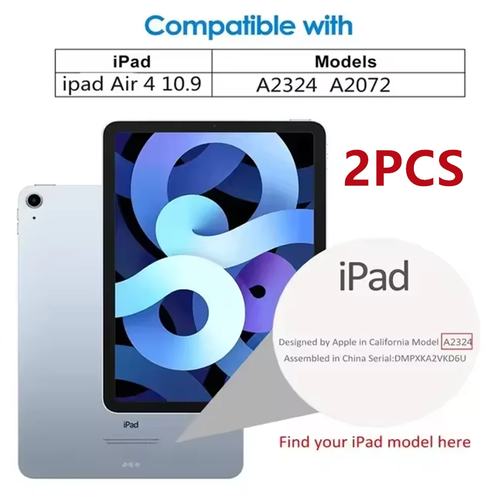 Un paquet contenant un protecteur d'écran en verre trempé pour iPad modèles A2324 et A2072.