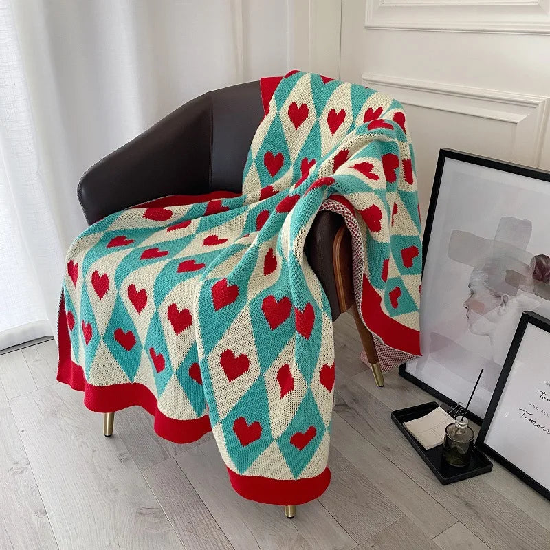 Herz-Jacquard-Decke