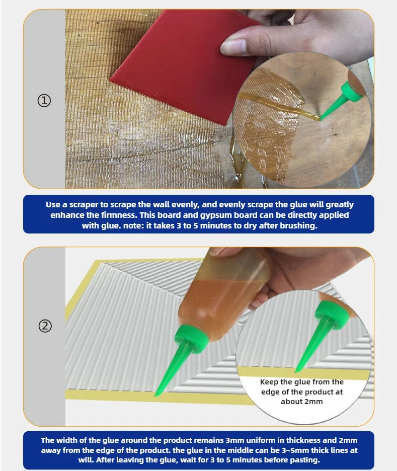 3D PVC Wall Panels - Waterproof Self-Adhesive