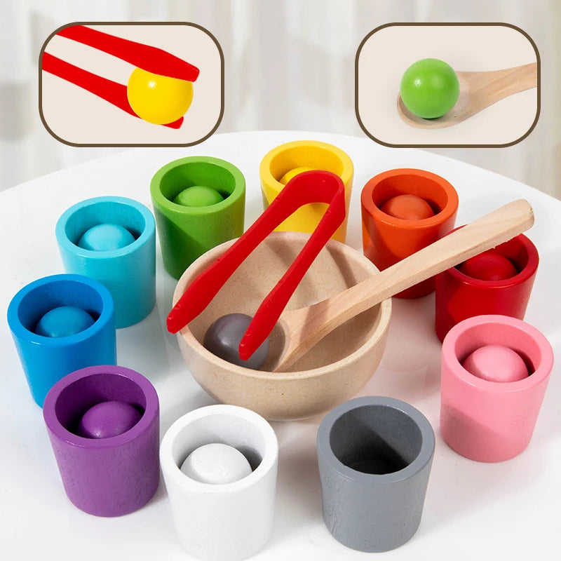 Montessori Wooden Color Stacking Cups