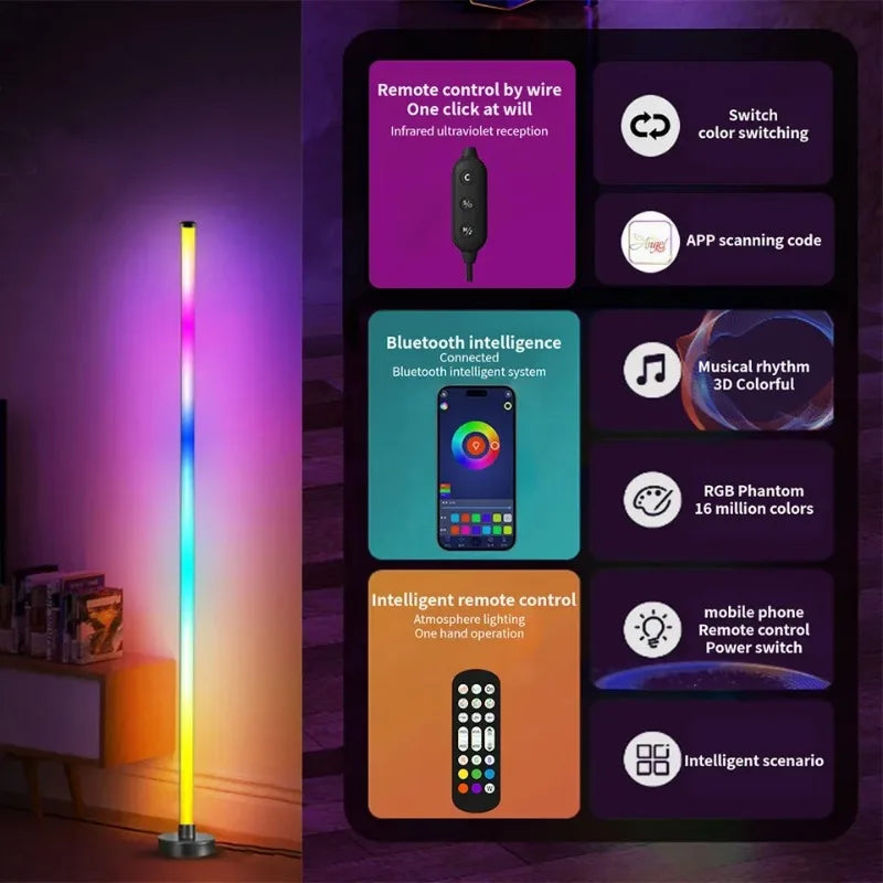 Smart RGB Corner Floor Lamp with Music Sync