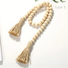 Handcrafted Natural Wood Bead Garland with Tassels for Boho & Farmhouse Decor