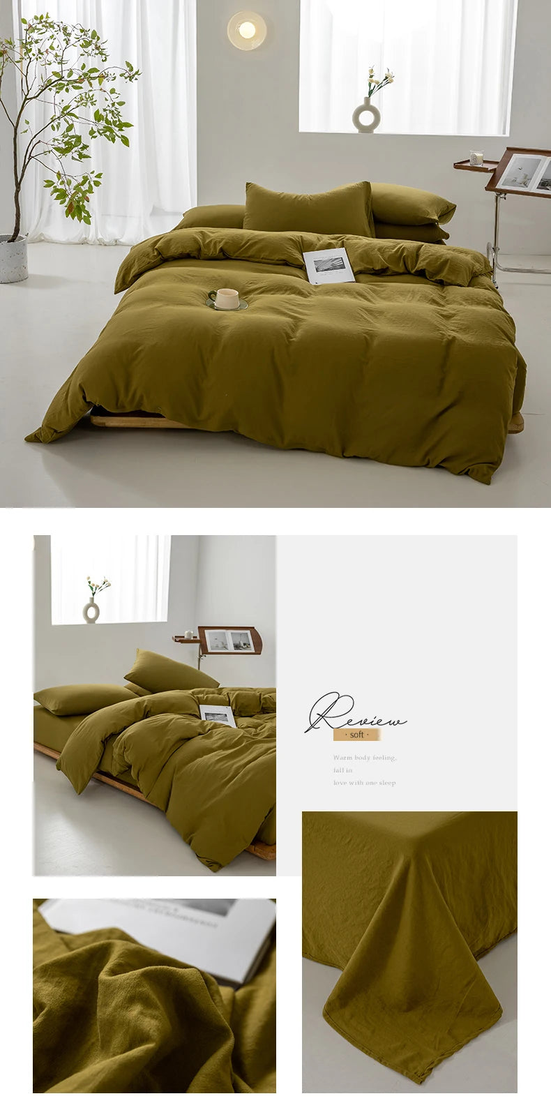 Washed Cotton Duvet Cover – Minimalist Solid Color Bedding