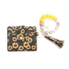 Silicone Bead Bracelet Leather Card Holder Wristlet