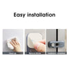 Step-by-step guide showing how to clean up, remove a sticker, and complete the installation of a child safety cabinet or frid