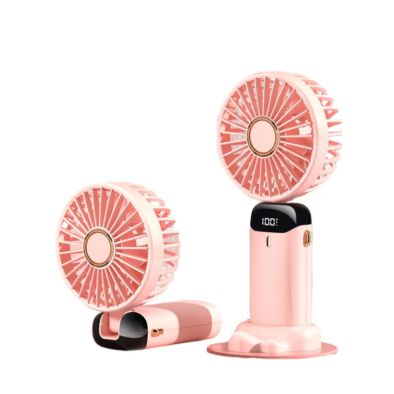 Portable USB Rechargeable Mini Fan with Digital Display