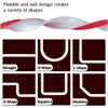 Flexible silicone shower threshold water dam in red and white creating various shapes for bathroom dry-wet separation.