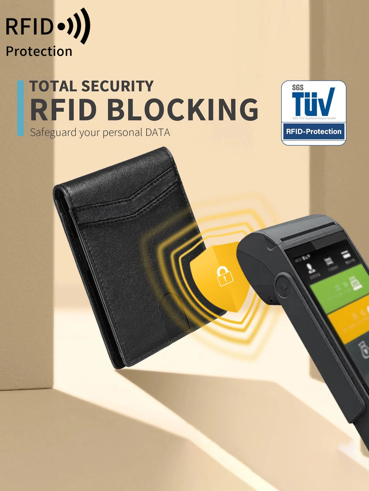 Slim Carbon Fiber Trifold Wallet with RFID Protection