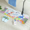 Extra long non-slip cartoon bathtub mat featuring sea creatures and suction cups