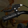 Black universal bike V-brake levers with an ergonomic grip shown in a close-up view.