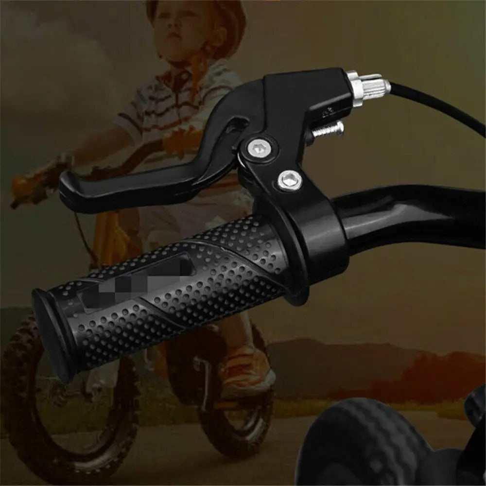 Black universal bike V-brake levers with an ergonomic grip shown in a close-up view.