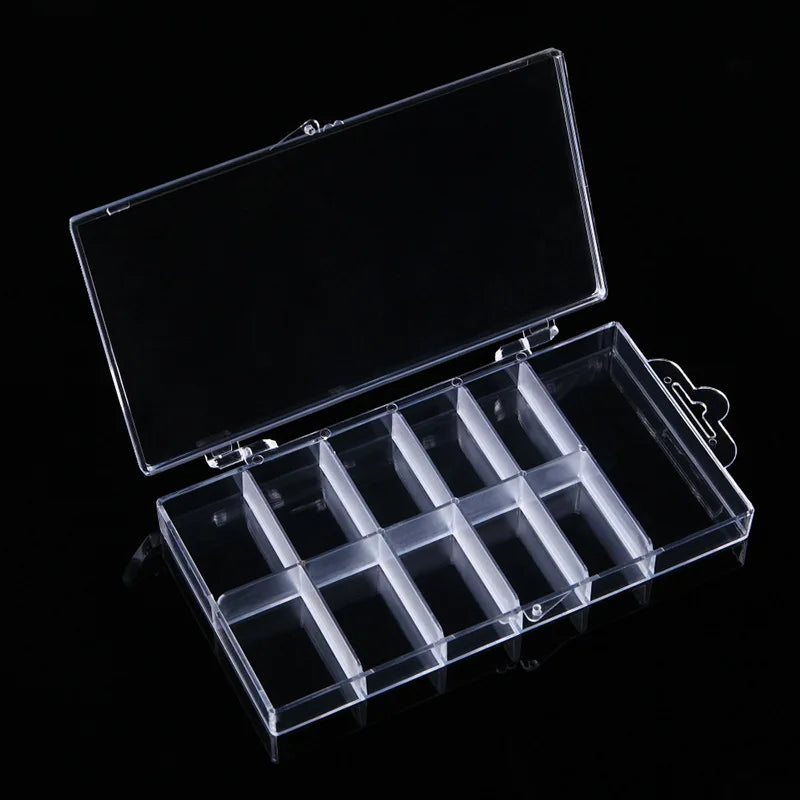 Clear Nail Tip Storage Box with Compartments