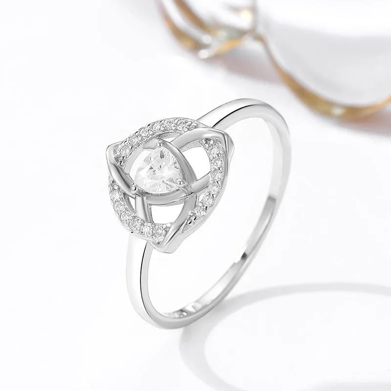 Triquetra Trinity Knot Ring with Cubic Zirconia