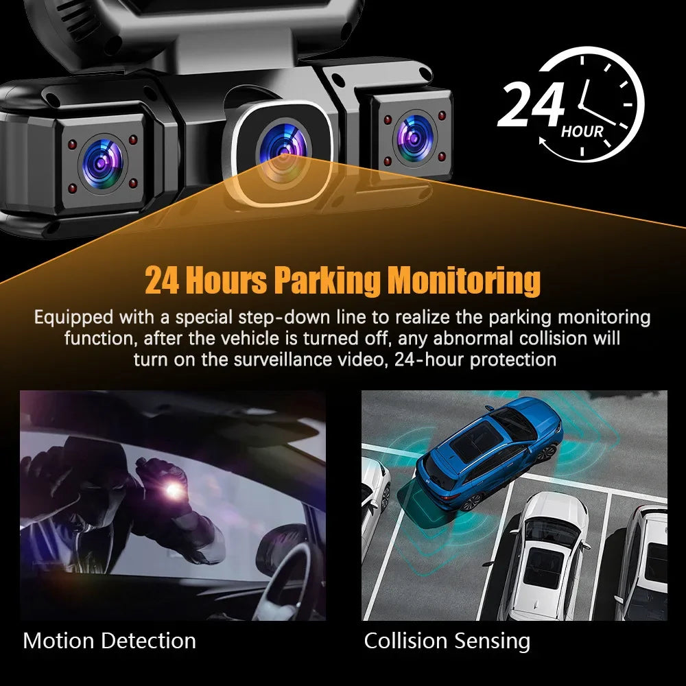 360° Quad Camera Dash Cam with Wi-Fi, Night Vision & Parking Monitor