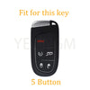 Black 5-button panic car key fob with a clear cover for Jeep, Dodge, and Chrysler vehicles.