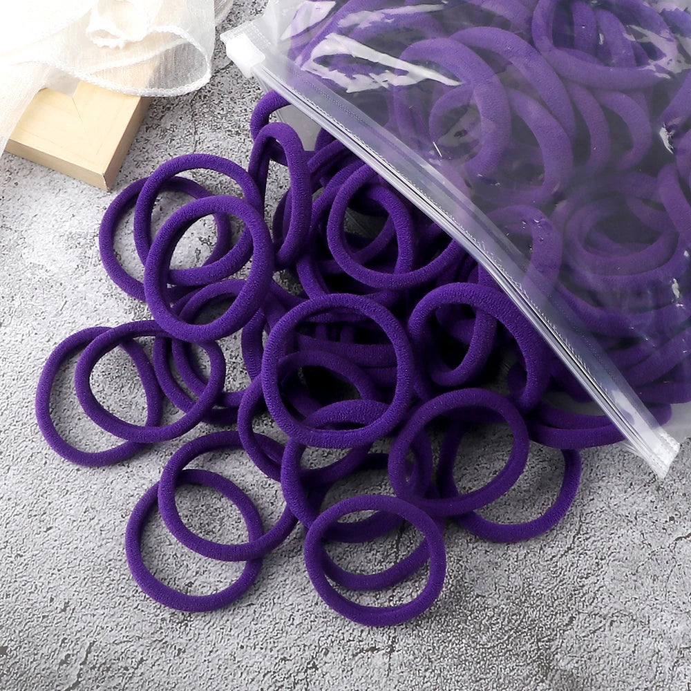 50-Pack Solid Color Elastic Hair Ties for Women & Girls