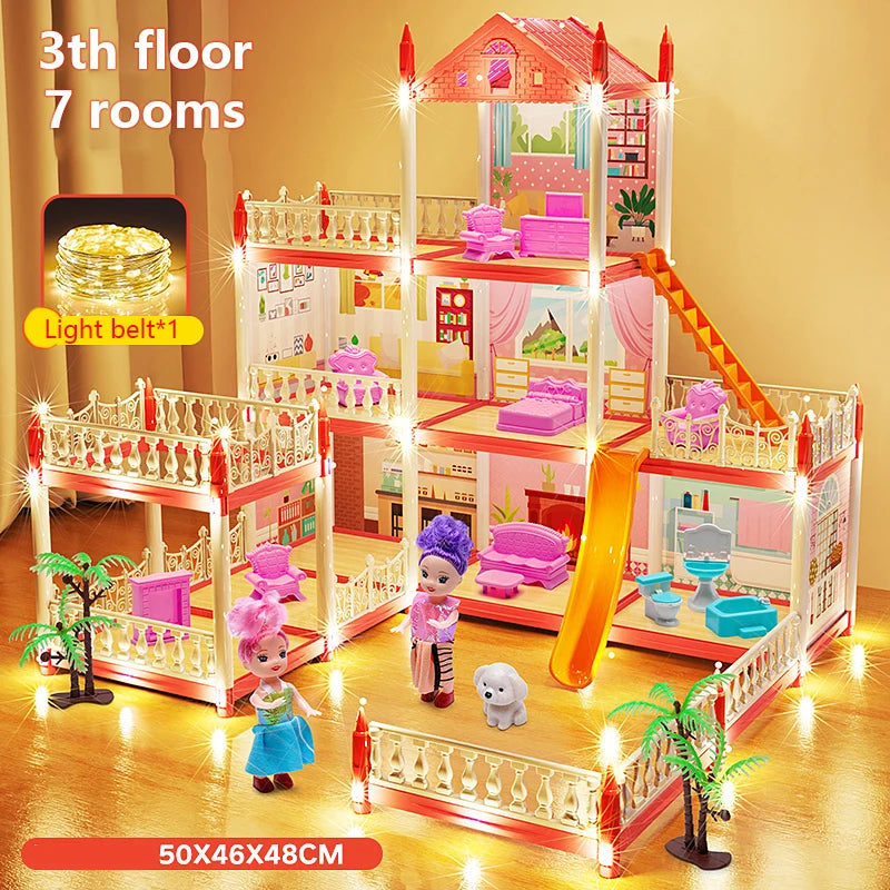 Enchanted Princess Castle DIY Dollhouse with LED Lights