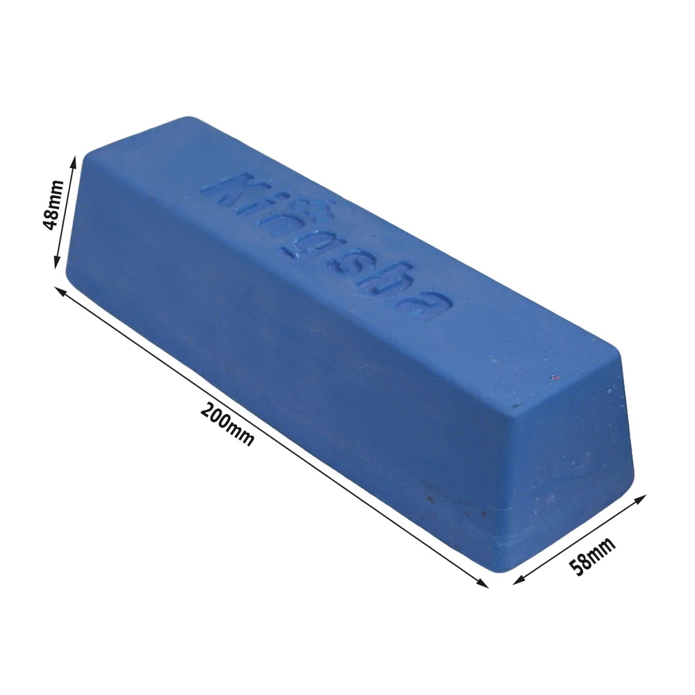 A blue rectangular polishing wheel with dimensions 48mm by 200mm and a 58mm width.