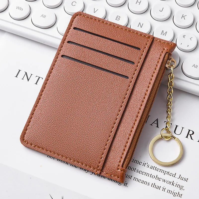 Slim Zippered Card Wallet for Women - Compact Multi-Slot Purse